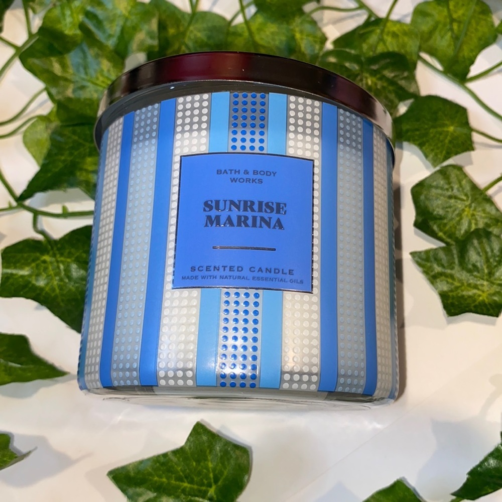 BBW Sunrise Marina Scented 3 Wick Candle 14.5 oz